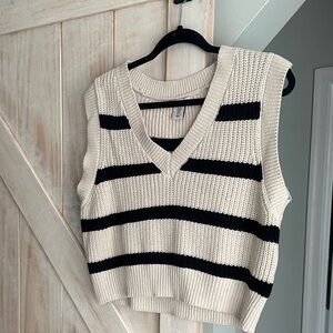 Striped Knit Sleeveless Sweater Vest